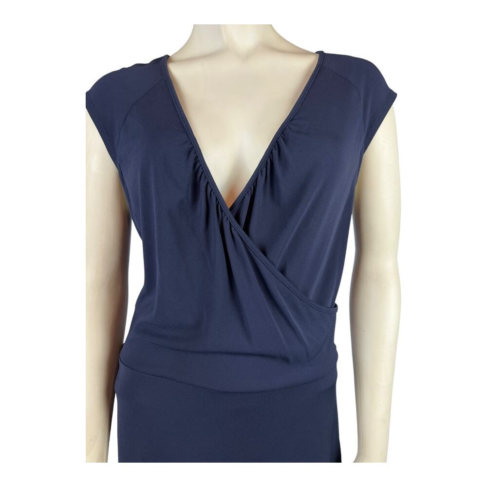 Ann Taylor Loft sz 10 Womens Navy Blue Rayon blend faux wrap dress - Picture 3 of 7